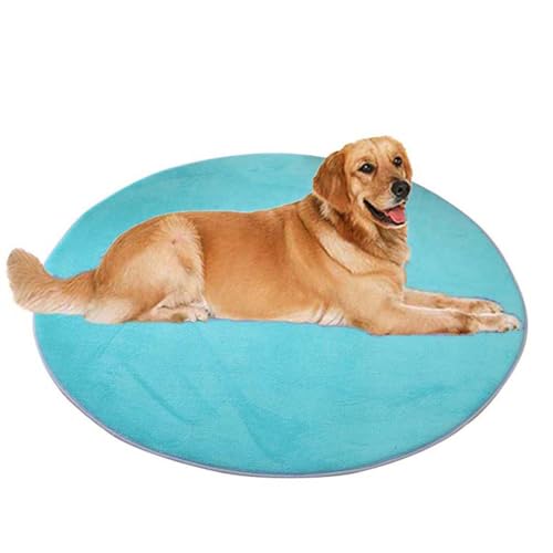 ping bu Großes Hundebett, Haustier- und Katzenmatte, rund, weicher, warmer Plüschteppich, rutschfester Teppich, beruhigender Katzenbett, waschbar, Hundekissen, Bodenmatte (60 x 60 cm, Hellblau) von ping bu