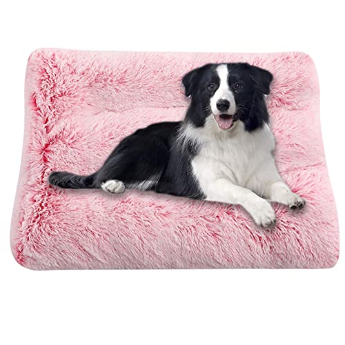 ping bu Hundebett-Matratze, großes Hundebett, rutschfest, waschbar, beruhigendes Hundekissen für kleine, mittelgroße und große Katzen, Hunde, Kätzchen, Welpen (110 x 75 cm, Rosa) von ping bu