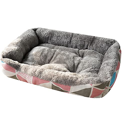 ping bu Hundebetten für kleine und mittelgroße Katzenbett, bedrucktes Haustier-Sofabett mit drei Seitenrollen für gute Unterstützung, rechteckiges Fleece-Haustierbett, waschbar von ping bu