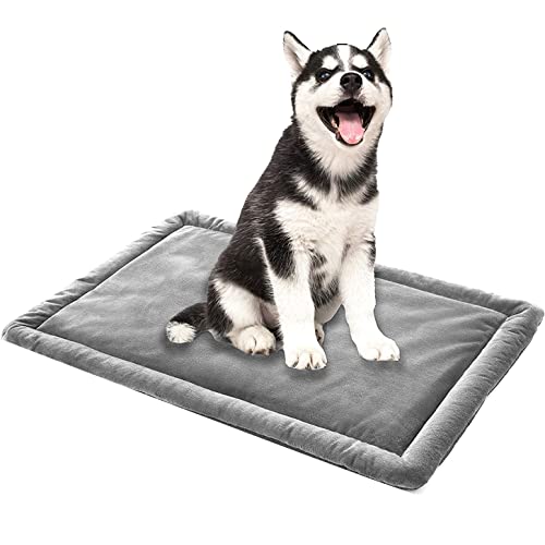 ping bu Weiches, warmes Hundebett, Haustiermatte, Hunde- und Katzenbett, Schlafmatte, Angstlinderung, waschbare Baumwolle, Hundematratze, doppelseitig, Hundekissen (55 cm x 86 cm, Grau) von ping bu