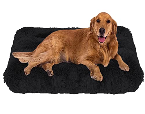 ping bu Weiches Plüsch-Hundebett, Größe M, extra groß, Hundebett, Matratze, waschbar, flauschig, gemütlich, Hundekissen, beruhigend, Katze, Hundebett, Matte (XL-86 x 70 cm, Schwarz von ping bu