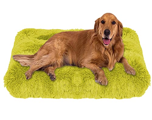 ping bu Weiches Plüsch-Hundebett, Größe M, extra groß, Hundebett, Matratze, waschbar, flauschig, gemütlich, Hundekissen, beruhigendes Katzen- und Hundebett, Matte (XL-86 x 70 cm, Hellgrün) von ping bu