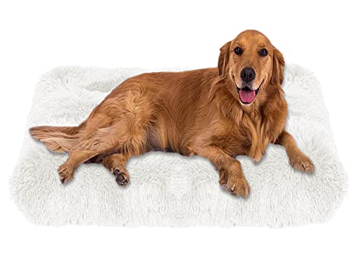 ping bu Weiches Plüsch-Hundebett, Größe M, extra groß, Hundebett, Matratze, waschbar, flauschig, gemütlich, Hundekissen, beruhigendes Katzen- und Hundebett, Matte (XXL-110 x 80 cm, Weiß) von ping bu