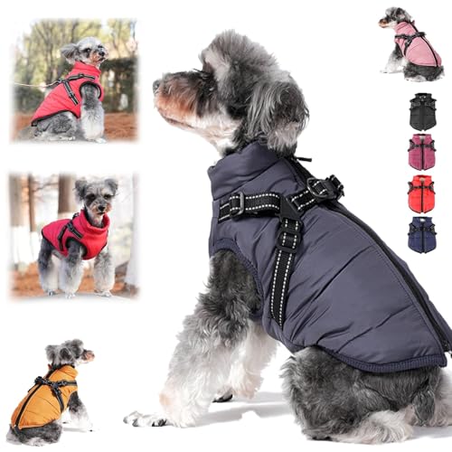 Furry King Hund Wintermantel, Furryking 3 in 1 Winterjacke für Hunde, wasserdichte Winddichte Hundeschneejacke mit Reißverschluss, für kleine mittelgroße Hunde (Gray, 2XL) von pinkpinkluo