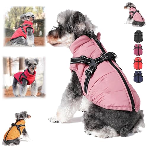 Furry King Hund Wintermantel, Furryking 3 in 1 Winterjacke für Hunde, wasserdichte Winddichte Hundeschneejacke mit Reißverschluss, für kleine mittelgroße Hunde (Pink, 2XL) von pinkpinkluo