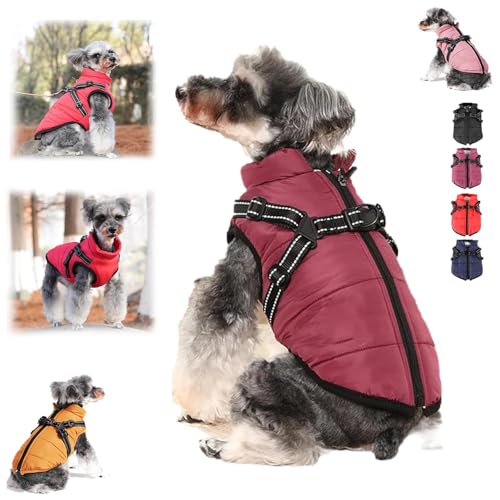 Furry King Hund Wintermantel, Furryking 3 in 1 Winterjacke für Hunde, wasserdichte Winddichte Hundeschneejacke mit Reißverschluss, für kleine mittelgroße Hunde (Purple, 2XL) von pinkpinkluo