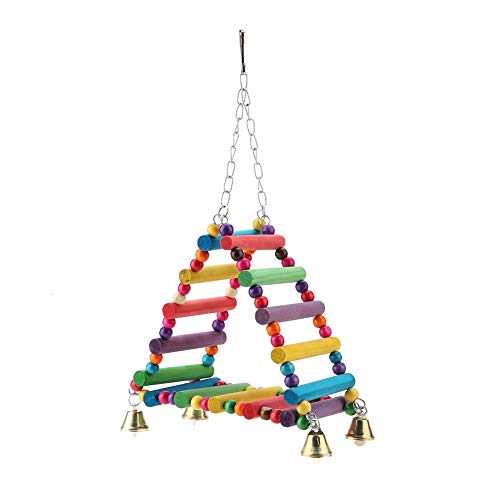 Vogelkäfig Papagei Glocken Spielzeug Holz Leitern Perch Stand Brücke Swing Colorfy Sound Vogel Übung 19cm Holz bunt 1 Papagei Spielzeug von plplaaoo