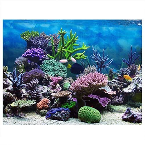 plplaaoo Aquarium-Hintergrundpapier-Poster, PVC-Kleber, Korallenriff-Aquarium-Hintergrund, 61 x 41 cm, Unterwasser-Aquarium-Dekoration, einfach anzubringender Hintergrund für (122 * 50) von plplaaoo