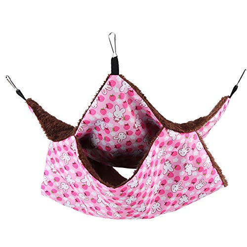 plplaaoo Rosa Kaninchen, doppellagig, Zwischenschicht, warm, Hängematte, Bett, Haus, Schlafsack für Eichhörnchen, kleine Haustiere, stabiles Design, multifunktional, geeignet für (Tamaño Grande) von plplaaoo