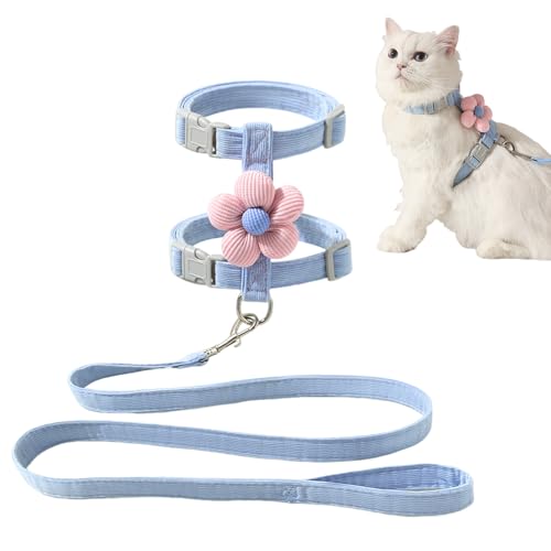 pofluany Katzenkabelbaum -Leinenkragen Set für das Gehen Verstellbarer Doppelschicht Haustierkabelbaum mit Blumendekor Esciellig Beweis Haustierkragen Leine für kleine mittelgroße Katzen Hunde Ros pofluany Katzenkabelbaum -Leinenkragen Set für das Gehen Verstellbarer Doppelschicht Haustierkabelbaum mit Blumendekor Esciellig Beweis Haustierkragen Leine für kleine mittelgroße Katzen Hunde Ros von pofluany