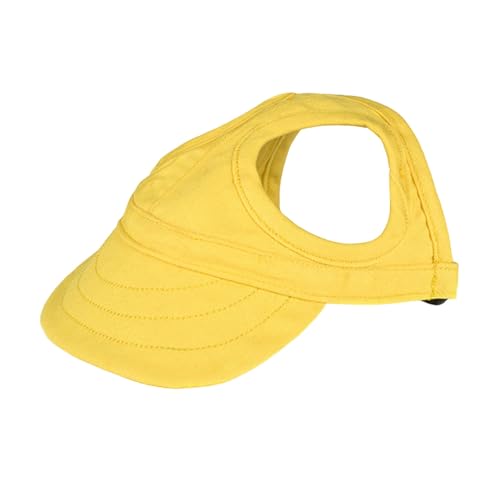 pofluany Outdoor-Sonnenschutzhaube für Hunde, Baseballkappe, Strandhüte für kleine, mittelgroße und große Hunde mit Ohrlöchern, Hunde-Sonnenhut, Baseballkappe, Trucker-Mütze, Gelb, Größe M von pofluany