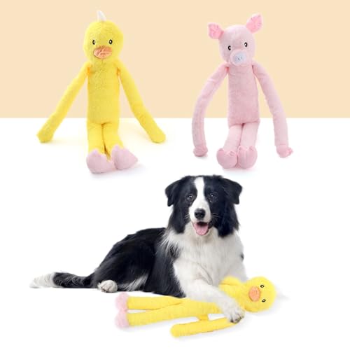 pofluany Pelziges Hundespielzeug, Kauspielzeug für Hunde, Cartoon-Schwein, Entenform, Haustierspielzeug mit integriertem Sound, Zahnreinigung, Linderung von Langeweile, interaktives Hundespielzeug G von pofluany