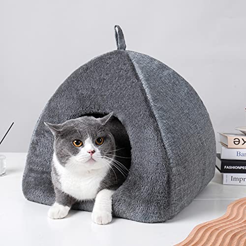 Katzenbetten für Indoor-Katzen, großes dickes Katzen-Hundehöhlenbett, faltbares Katzenzelt, Katzenbett, Kätzchenbett, weiches warmes Winter-Katzenbett, gepolstertes warmes Katzenhöhlenbett mit von pologmase