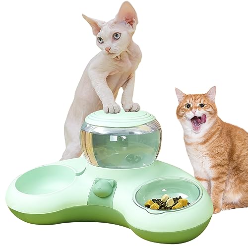 pologmase Doppelnäpfe für Katzen und Hunde | Stress Pet Feeder, 1.4L Spender, Abnehmbarer Doppelnapf ohne Stress, rutschfeste Näpfe für Hunde und Katzen, Geschirr von pologmase