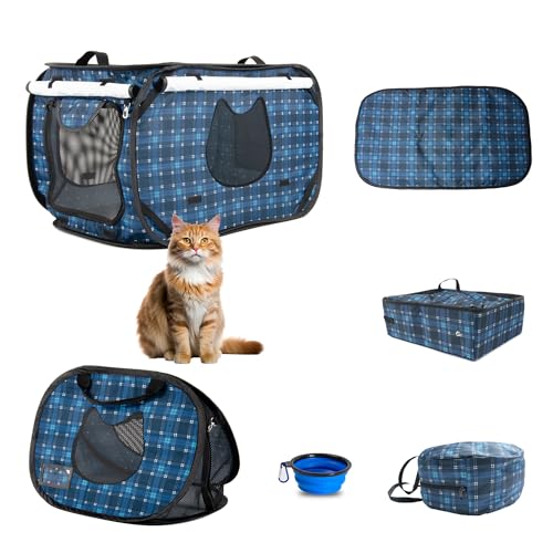 Mispace Tragbarer Katzenkäfig für Welpen und Hunde, bequeme Reisebox für Welpen und Hunde, mit tragbarer Tragetasche/Pop-Up-Mini-Käfig/Matten und Katzentoilette von porayhut