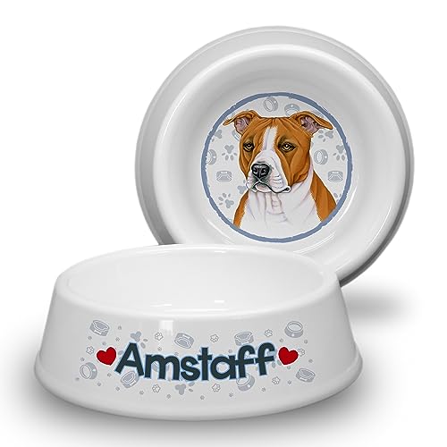 Amstaff - Hundenapf Ø 21cm. Rutschfester Futternapf/Trinknapf für mittlere Hunderassen. Fressnapf, Wasserschale, Haustierschüssel auch für Leckereien geeignet. Praktisch, Robust und Langlebig. von power gift