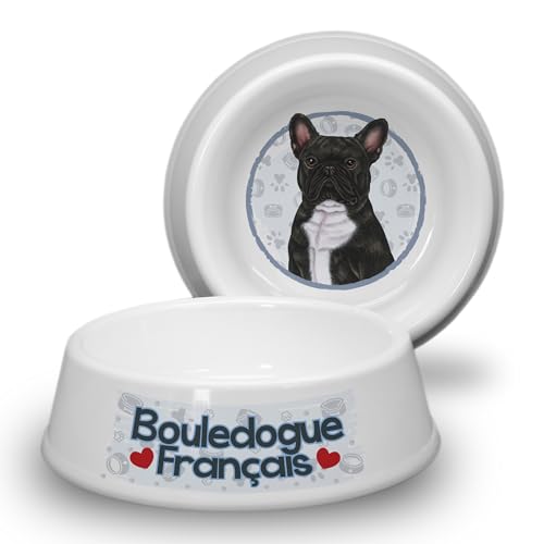 BOULEDOGUE Francais Noir (FRA) - ABS Hundenapf Ø 18cm. Rutschfester Futternapf, Trinknapf. Fressnapf, Wasserschale, Haustierschüssel. Praktisch, Robust, Langlebig. von power gift