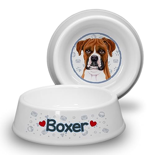 Boxer - ABS Hundenapf Ø 21cm. Rutschfester Futternapf, Trinknapf, Fressnapf, Wasserschale, Haustierschüssel. Praktisch, Robust, Langlebig. von power gift