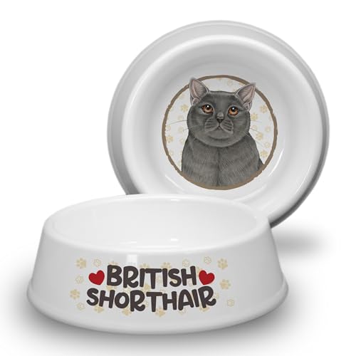 British Shorthair - ABS Katzennapf Ø 18cm. Rutschfester Futternapf/Trinknapf für Katzen. Wasserschale, Katzenschüssel auch für Leckereien geeignet. Praktisch, Robust und Langlebig. von power gift