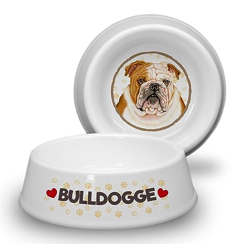 Bulldogge - ABS Hundenapf Ø 21cm. Rutschfester Futternapf Trinknapf für kleine Hunderassen. Fressnapf, Wasserschale, Haustierschüssel. Praktisch, Robust, Langlebig. von power gift