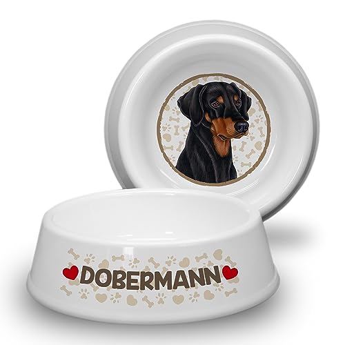 Dobermann - ABS Hundenapf Ø 21cm. Rutschfester Futternapf, Trinknapf. Fressnapf, Wasserschale, Haustierschüssel. Praktisch, Robust, Langlebig. von power gift