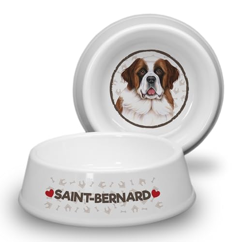 Saint Bernard (FRA) - Hundenapf Ø 21cm. Rutschfester Futternapf Trinknapf, Fressnapf, Wasserschale, Haustierschüssel. Praktisch, Robust, Langlebig. von power gift