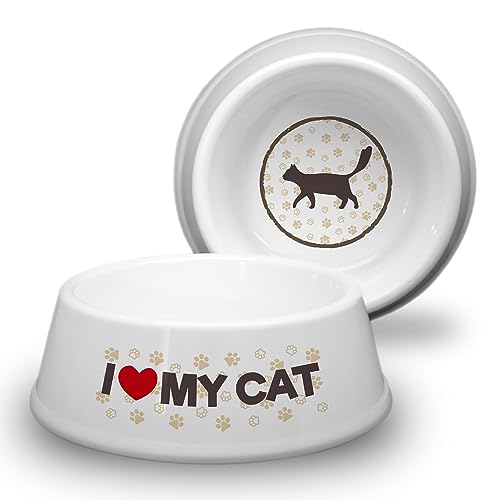 I Love My CAT - ABS Katzennapf Ø 18cm. Rutschfester Futternapf Trinknapf für Katzen. Wasserschale, Katzenschüssel auch für Leckereien geeignet. Praktisch, Robust und Langlebig. von power gift