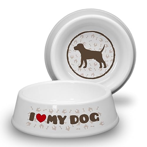 I Love My Dog - ABS Hundenapf Ø 21cm. Rutschfester Futternapf, Schale, Trinknapf. Fressnapf, Wasserschale. Dog Bowl. Elegant, Praktisch, Robust und Langlebig. von power gift