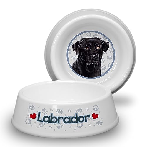 Labrador SCHWARZ - ABS Hundenapf Ø 21cm. Rutschfester Futternapf/Trinknapf für mittlere Hunderassen. Fressnapf, Wasserschale, Haustierschüssel. Elegant, Robust und Langlebig. von power gift