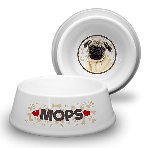 MOPS - ABS Hundenapf Ø 18cm. Rutschfester Futternapf Trinknapf für kleine Hunderassen. Fressnapf, Wasserschale, Haustierschüssel auch für Leckereien geeignet. Praktisch, Robust und Langlebig. von power gift