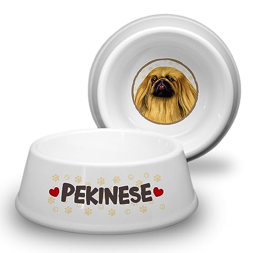 Pekinese - ABS Hundenapf Ø 18cm. Schale, Schüssel, Rutschfester Futternapf. Trinknapf für kleine und mittlere Hunderassen. Fressnapf, Wasserschale, Haustierschüssel. Praktisch, Robust, Langlebig. von power gift