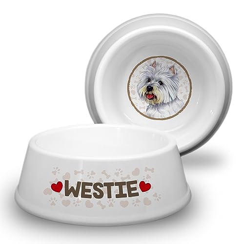 Westie - West Highland Terrier - ABS Hundenapf Ø 18cm. Rutschfester Futternapf Trinknapf für kleine Hunderassen. Fressnapf, Wasserschale, Haustierschüssel. Praktisch, Robust, Langlebig. von power gift