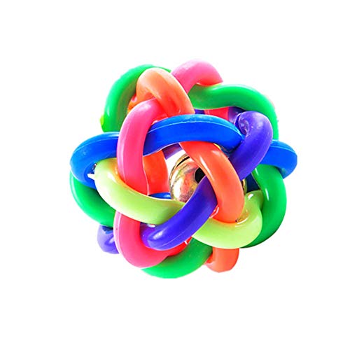 ppactvo Hundeball Spielzeug Hund Colourful Weave Bell Ball Small 6Cm Langlebig Quietschendes Hundespielzeug Gesunde BissbestäNdige Hundekugeln Aus Naturkautschuk FüR Bewegungstraining von ppactvo