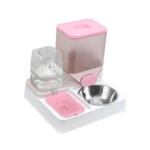 predolo 2 in 1 Automatik Tränke für Haustiere, Bewässerungsspender für Haustiere, für Kleine Und Mittelgroße Hunde, Welpen, Kätzchen Im Innenbereich, Rosa mit Schale von predolo