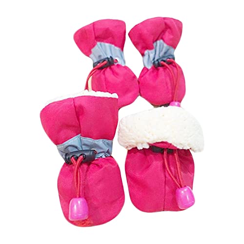 predolo 4X Hundeschuhe Hundeschuhe, Heimtierbedarf Leichter, Rutschfester Schutz mit reflektierendem Material, zum Laufen im Winter, Schnee, Outdoor, Wandern, 1 Rose Rot 3,5x2,5cm von predolo