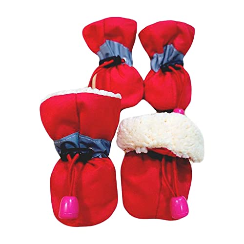 predolo 4X Hundeschuhe Hundeschuhe, Heimtierbedarf Leichter, Rutschfester Schutz mit reflektierendem Material, zum Laufen im Winter, Schnee, Outdoor, Wandern, 7 Rot 6,5 cm x 5,5 cm von predolo