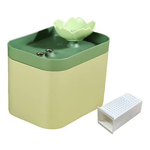 predolo Automatischer Katzen-Wasserbrunnen, Bewässerungszubehör, Schüssel, Futterspender, leises 1,5-l-Trinken für Kätzchen, Outdoor-Reisen, Wohnzimmer, Grün mit Zubehör von predolo