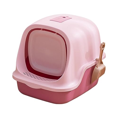 predolo Geschlossene Katzentoilette, Katzentoilette für Hauskatzen mit Klappe an der Vordertür, Katzentoilette für heranwachsende Katzen, für kleine und, ROSA von predolo