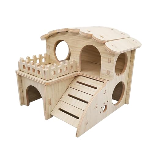 predolo Hamsterhaus Aus Holz, Käfigzubehör, Hamsterhütte, Lustige Hütte, Rennmaushaus für Kleine Tiere, Syrische Hamster, Mäuse, 14cmx13cmx12.5cm von predolo