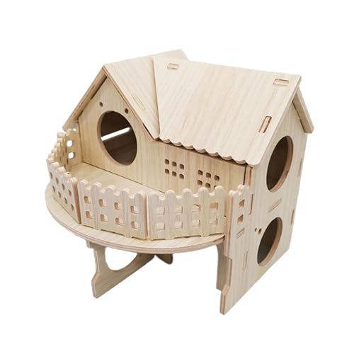 predolo Hamsterhaus Aus Holz, Käfigzubehör, Hamsterhütte, Lustige Hütte, Rennmaushaus für Kleine Tiere, Syrische Hamster, Mäuse, 19cmx15.5cmx15.5cm von predolo