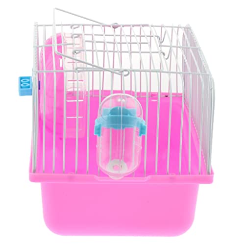 predolo Hamsterkäfig Transportbox mit Laufrad Trinkflaschenschale, Rosa von predolo