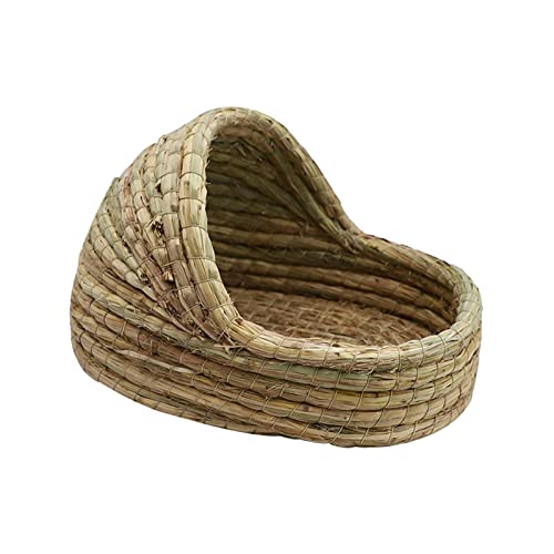 predolo Handgewebtes Kaninchen-Bett-Spielzeug Atmungsaktiver förmiger Käfig Stroh-Hamster-Nest für Häschen-Kleintiere-Ratten-Igel-Zubehör, 15 cm x 10 cm von predolo