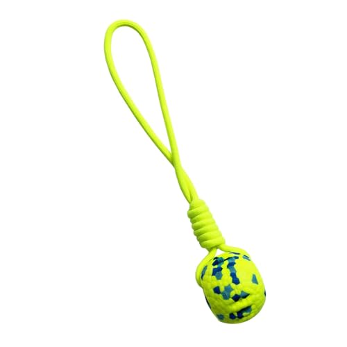 predolo Hundeseil-Spielzeugball, Welpen-Kauspielzeug, Knotenseil-Geschenke, Zerrspielzeug, Reinigungsübung, Hunde-Apportierspielzeug für mittelgroße und große, Fluoreszierendes Gelb von predolo