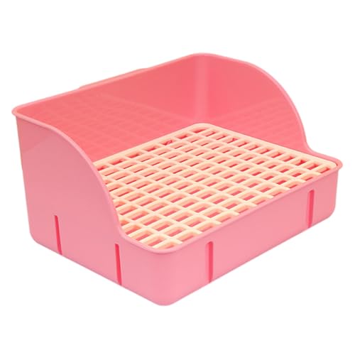 predolo Kaninchentoilette, Ecktoilette, 29 x 22 x 15,5 cm, Töpfchentrainer für Nager, Rosa PP-Netz von predolo