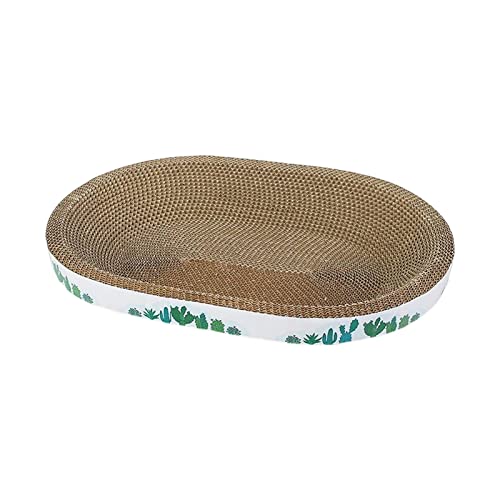 predolo Katzenkratzer Karton Wellpappe Kratzmatte Kratzunterlage Karton Katzenbett Katzenkratzer Bett zum Schutz von Möbelschleifkrallen, Ovaler Kaktus 39cm von predolo