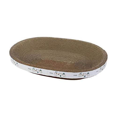 predolo Katzenkratzer Karton Wellpappe Kratzmatte Kratzunterlage Karton Katzenbett Katzenkratzer Bett zum Schutz von Möbelschleifkrallen, ovales Spiel 43cm von predolo