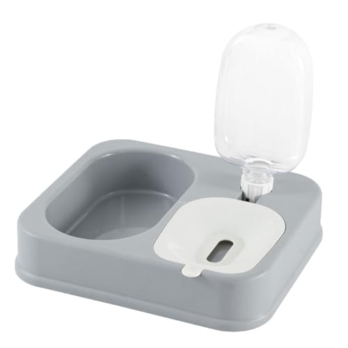 predolo Katzennäpfe mit Wasserspender, Katzenfutter Und Wassernapf Set, Futter Und Tränkezubehör für Kleine, Mittelgroße Hunde Und Katzen, grau von predolo