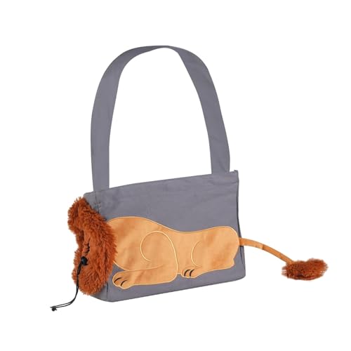 predolo Kleine Haustier Tragetasche, Segeltuch Umhängetasche, Handtasche, Praktische, Langlebige Reise Transporttasche, Tragbare Umhängetasche für Kätzchen, W, Grau L von predolo