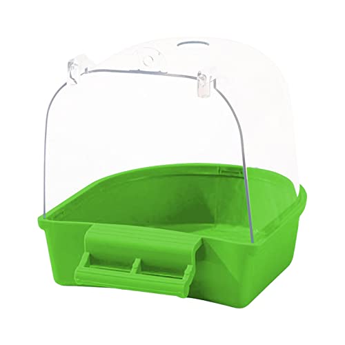 predolo Pet Bird Bath Box Wasserspender Käfigzubehör Waterer Feeding Water Bowl Hanging Caged Parrot Bathing Tub für Papageien, Lovebirds, Wellensittiche, GRÜN von predolo