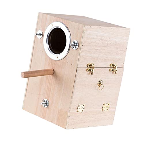 predolo Pet Parrot Breeding Box Sittich Nistkasten Vogelhaus Käfig Paarungsbox Holz Schlüpfen für Kanariensittiche Wellensittich Garten Outdoor, Rechts hängend von predolo